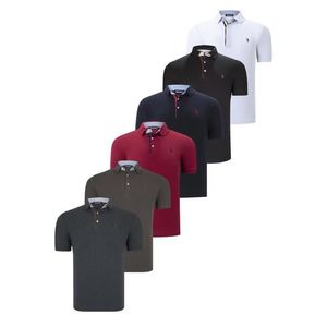 SIX SET T8582 DEWBERRY MENS T-SHIRT-BLACK-WHITE-NAVY BLUE-KHAKI-BURGUNDY-ANTHRACITE obraz