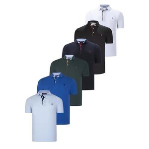 SIX SET T8582 DEWBERRY MENS T-SHIRT-BLACK-WHITE-NAVY BLUE-GREEN-SAKS BABY BLUE obraz