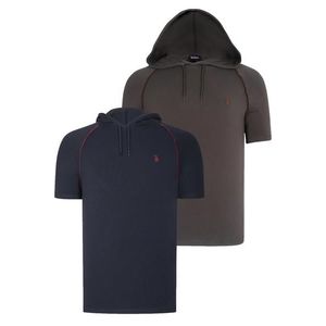 DUAL SET T8570 DEWBERRY HOODED MEN'S T-SHIRT-NAVY BLUE-KHAKI obraz