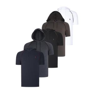 QUINTET SET T8570 DEWBERRY HOODIE MEN'S T-SHIRT-BLACK-WHITE-NAVY BLUE-ANTHRACITE-KHAKI obraz