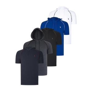 FIVE SET T8570 DEWBERRY HOODIE MEN'S T-SHIRT-BLACK-WHITE-NAVY BLUE-ANTHRACITE-SAKS obraz