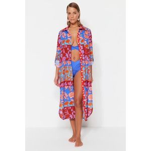 Trendyol Floral Print Midi Woven 100% Cotton Kimono & Caftan obraz