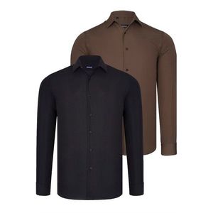 DUAL SET G726 DEWBERRY MENS SHIRTS-BLACK-BROWN obraz