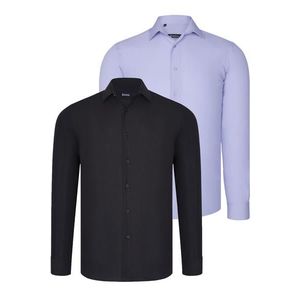 DUAL SET G726 DEWBERRY MENS SHIRTS-BLACK-LILAC obraz