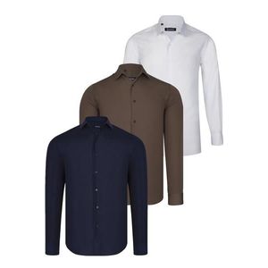 TRIPLE SET G726 DEWBERRY SHIRT-NAVY BLUE-WHITE-COFFEE obraz