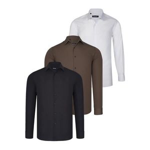 TRIPLE SET G726 DEWBERRY SHIRT-BLACK-WHITE-COFFEE obraz