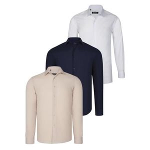 TRIPLE SET G726 DEWBERRY SHIRT-NAVY BLUE-WHITE-BEIGE obraz