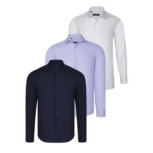 TRIPLE SET G726 DEWBERRY SHIRT-NAVY BLUE-WHITE-LILAC obraz