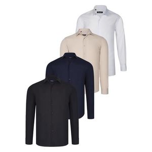 QUAD SET G726 DEWBERRY SHIRT-BLACK-WHITE-NAVY BLUE-BEIGE obraz