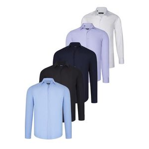 FIVE SET G726 DEWBERRY SHIRT-BLACK-WHITE-NAVY BLUE-BLUE-LILAC obraz