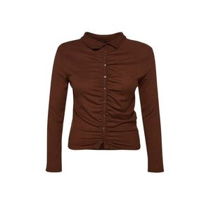 Trendyol Curve Brown Fitted Gathered Knitted Shirt obraz