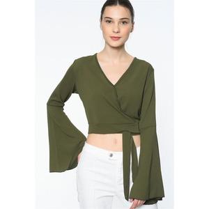 Z6226 DEWBERRY WOMEN'S BLOUSE-STRAIGHT KHAKI obraz