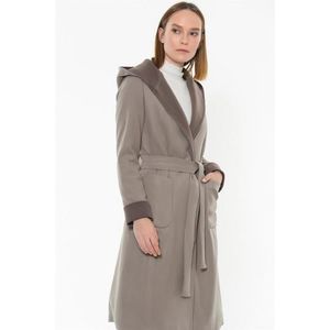 Z6422 DEWBERRY WOMEN'S COAT-PLAIN BEIGE obraz