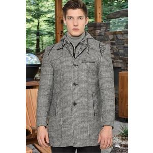 PLT8335 DEWBERRY MEN'S COAT-STRAIGHT PLAID GREY obraz