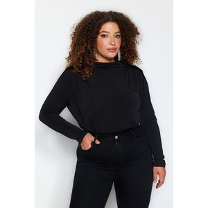 Trendyol Curve Black Padded Sleeve Knitted Blouse obraz