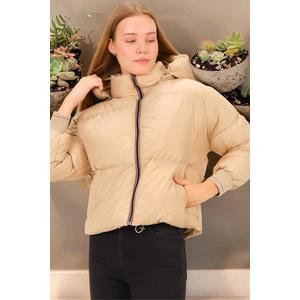 Z6650 DEWBERRY WOMEN'S BOTTLE COAT-PLAIN BEIGE obraz