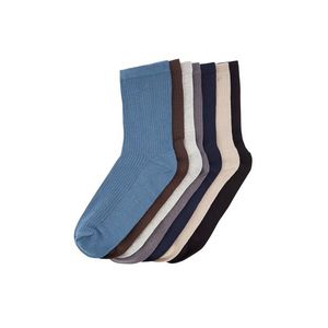 Trendyol Multi-Colored Cotton 7-Pack Plain Textured Sock-Long Socks obraz