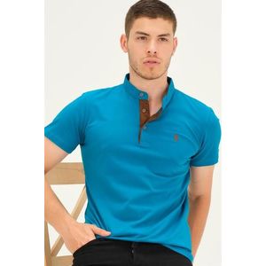 T8560 DEWBERRY T-SHIRT-DARK TURQUOISE-CAMEL obraz