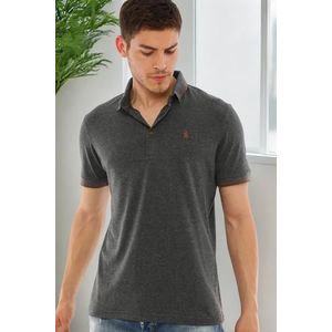 T8586 DEWBERRY MEN'S POLO NECK T-SHIRT-PLAIN ANTHRACITE obraz