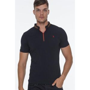 T8571 DEWBERRY ZIPPERED MEN'S T-SHIRT-DARK NAVY BLUE obraz