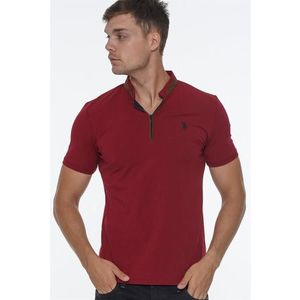 T8571 DEWBERRY ZIPPER MEN'S T-SHIRT-OPEN BURGUNDY obraz