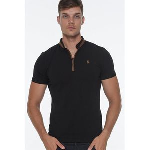 T8571 DEWBERRY ZIPPER MEN'S T-SHIRT-LIGHT BLACK obraz