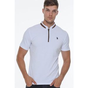 T8571 DEWBERRY ZIPPER MEN'S T-SHIRT-WHITE OPTICAL obraz