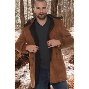 PLT8399 DEWBERRY SUEDE LOOK MEN'S COAT-PLAIN CAMEL obraz