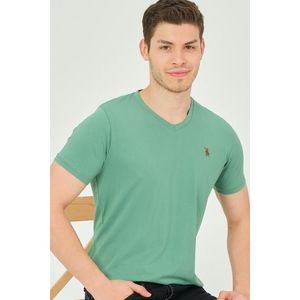 T8568 DEWBERRY V-NECK MEN'S T-SHIRT-PLAIN LIGHT GREEN obraz