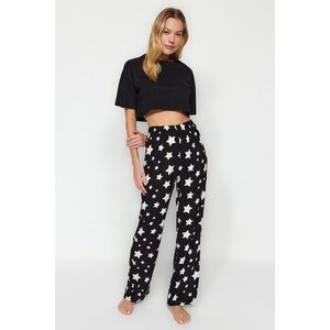 Trendyol Black Star Pattern Viscose Woven Pajama Bottoms obraz