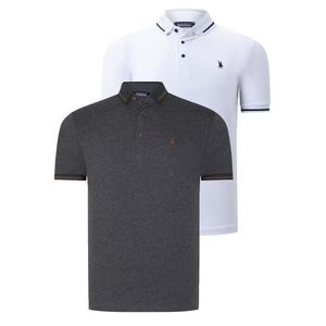 DOUBLE SET T8586 DEWBERRY MEN'S T-SHIRT-WHITE-ANTHRACITE obraz