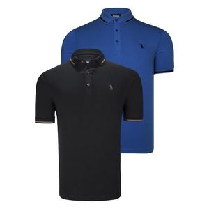 DOUBLE SET T8586 DEWBERRY MEN'S T-SHIRT-BLACK-SAKS obraz