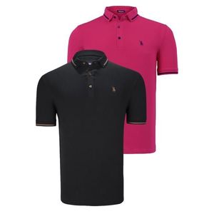 DOUBLE SET T8586 DEWBERRY MEN'S T-SHIRT-BLACK-FUCHSIA obraz