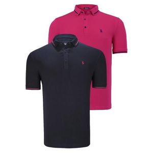 DOUBLE SET T8586 DEWBERRY MEN'S T-SHIRT-FUCHSIA-NAVY BLUE obraz