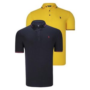 DOUBLE SET T8586 DEWBERRY MEN'S T-SHIRT-NAVY-YELLOW obraz