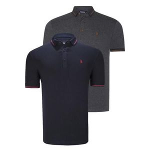 DOUBLE SET T8586 DEWBERRY MEN'S T-SHIRT-NAVY - ANTHRACITE obraz