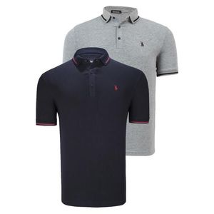 DOUBLE SET T8586 DEWBERRY MEN'S T-SHIRT-NAVY - GREY obraz