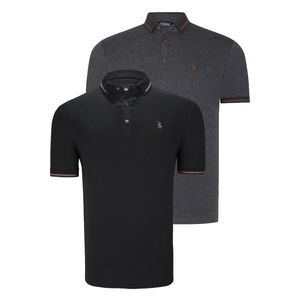 DOUBLE SET T8586 DEWBERRY MEN'S T-SHIRT-BLACK-ANTHRACITE obraz