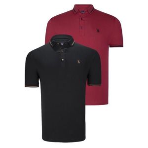 DOUBLE SET T8586 DEWBERRY MEN'S T-SHIRT-BLACK-BURGUNDY obraz