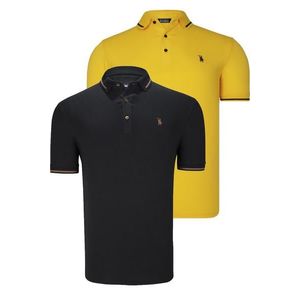 DOUBLE SET T8586 DEWBERRY MEN'S T-SHIRT-BLACK-YELLOW obraz