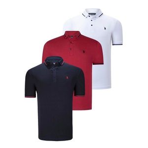 TRIPLE SET T8586 DEWBERRY MEN'S T-SHIRT-NAVY-WHITE-BURGUNDY obraz