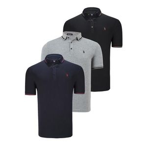 TRIPLE SET T8586 DEWBERRY MEN'S T-SHIRT-BLACK-NAVY-GREY obraz