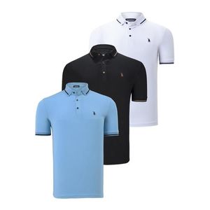 TRIPLE SET T8586 DEWBERRY MEN'S T-SHIRT-BLACK-WHITE-LIGHT BLUE obraz