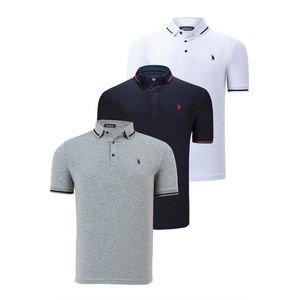 TRIPLE SET T8586 DEWBERRY MEN'S T-SHIRT-NAVY-WHITE-GREY obraz