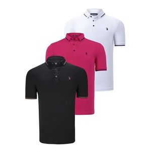 TRIPLE SET T8586 DEWBERRY MEN'S T-SHIRT-BLACK-WHITE-FUCHSIA obraz