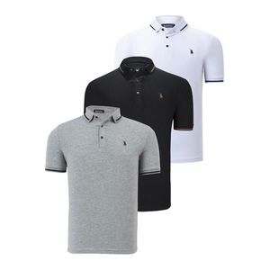 TRIPLE SET T8586 DEWBERRY MEN'S T-SHIRT-BLACK-WHITE-GREY obraz