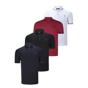 QUADRUPLE SET T8586 DEWBERRY MEN'S T-SHIRT-BLACK-WHITE-NAVY-BURGUNDY obraz