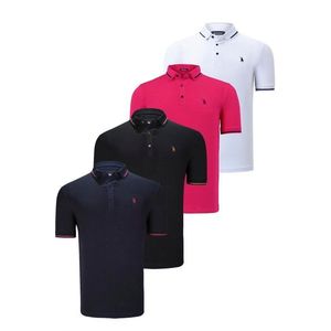 QUADRUPLE SET T8586 DEWBERRY MEN'S T-SHIRT-BLACK-WHITE-NAVY-FUCHSIA obraz