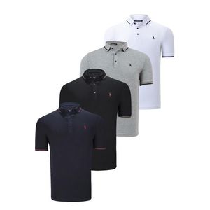 QUADRUPLE SET T8586 DEWBERRY MEN'S T-SHIRT-BLACK-WHITE-NAVY-GREY obraz