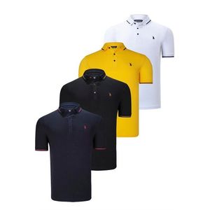 QUADRUPLE SET T8586 DEWBERRY MEN'S T-SHIRT-BLACK-WHITE-NAVY-YELLOW obraz